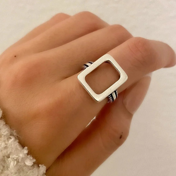 Jewelry - 925 Sterling Silver Chunky Ring Rectangle Geometric Minimalist Ring